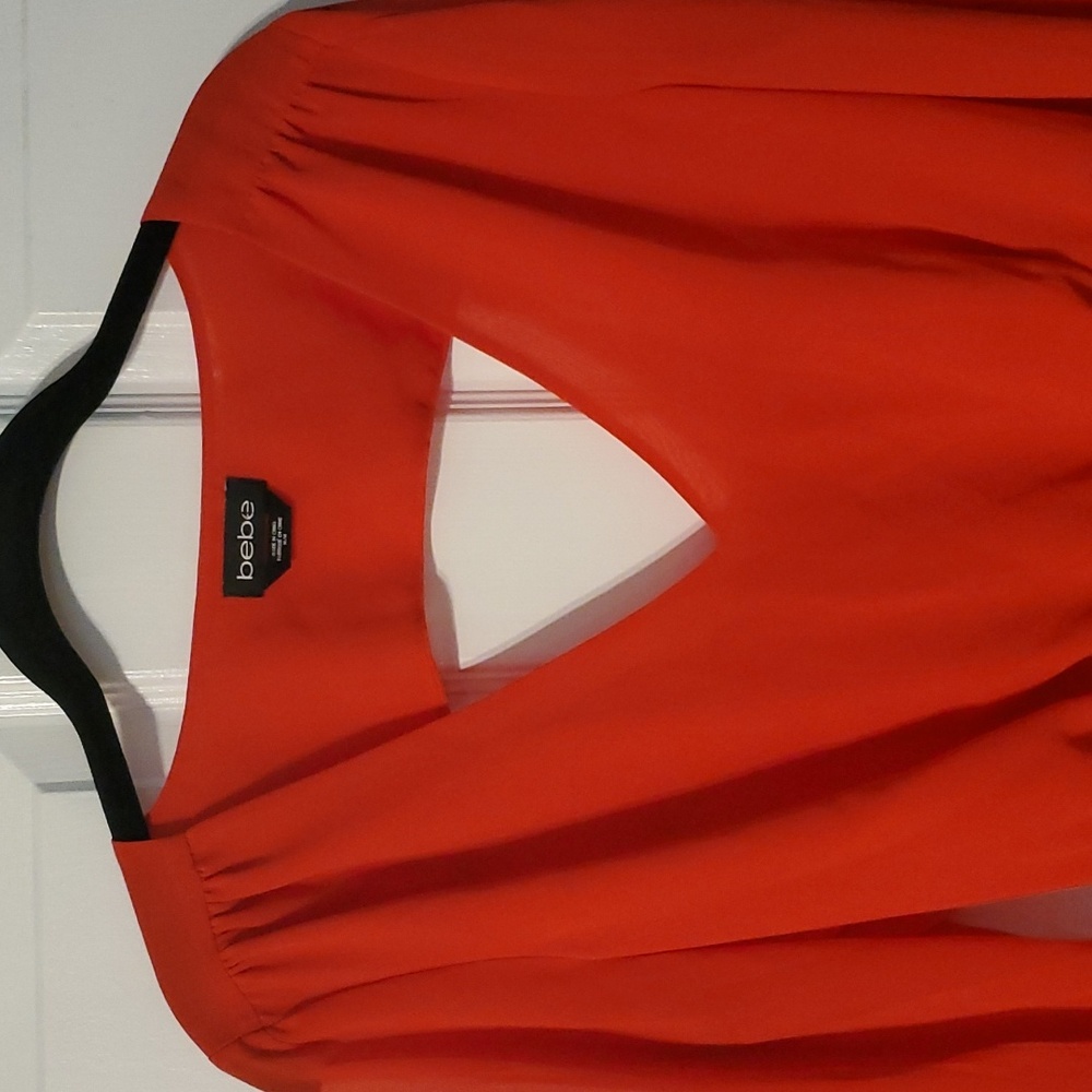 Bebe Long Open Sleeve Crop Top Size Medium